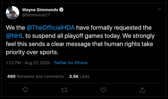 Wayne Simmonds and the hockey diversity alliance have requested the nHL Suspends Playoff Games - The Hockey Focus
