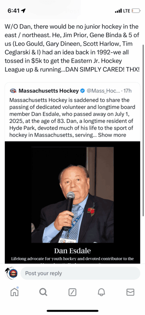 Hockey World Mourns the Passing of Dan esdale Hockey World Mourns the Passing of Dan esdale - The Hockey Focus